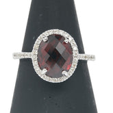 ノーブランド K18WG ホワイトゴールド ガーネット ダイヤ0.18ct リング 指輪 レディース no brand 11号 【中古】